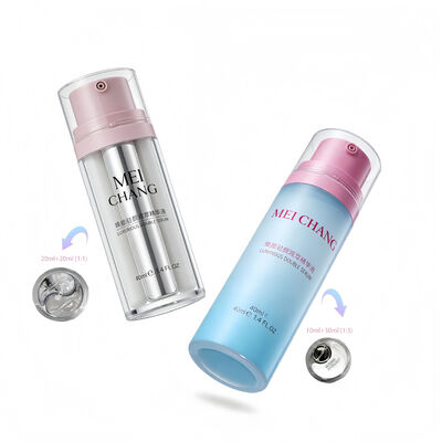 Bon prix Flacon pompe lotion double chambre 40 ml pour 1:1 / 1:3 (20 ml + 20 ml / 10 ml + 30 ml) conçu pour les marques de sérums haut de gamme (MC-1601) en ligne