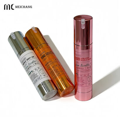 Bon prix Flacon pompe airless sous vide double paroi avec fenêtre visible, placage galvanique dégradé, 15/30/40/50 ML, pour soins de la peau haut de gamme en ligne