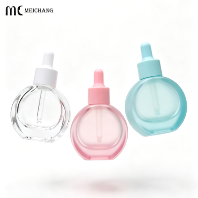 qualidade 20 ml de macarrão congelado Flat Round Glass Dropper Bottle para o soro de reparação de barreiras ((MC-617) fábrica