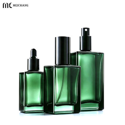 Bom preço Frasco de Vidro Quadrado Transparente de 30ml 50ml 100ml para Embalagem de Sérum para Skincare | Frasco de Vidro Cosmético de Luxo com Opções de Bomba, Spray e Conta-gotas (MC-313) on-line