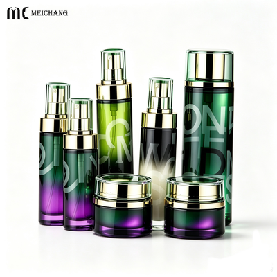 Jakość Zestaw premium szklanych opakowań do kosmetyków z galwanizacją i nakrętkami imitującymi kryształ (MC-329) o pojemności 50g/100ml/120ml/150ml fabryka