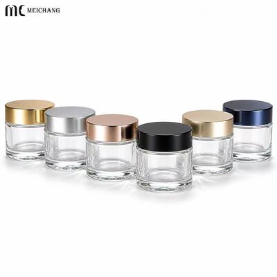 Goede prijs 5g, 10g, 15g, 20g, 30g, 50g, 80g and 100g Clear Glass Cream Jars with Aluminum Lids for Cosmetic Packaging(MC-G-572) online