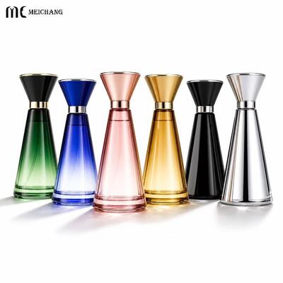 गुणवत्ता 40ml 100ml 120ml लक्जरी शंक्वाकार ग्रेडिएंट ग्लास लोशन बोतल मैचिंग इलेक्ट्रोप्लेटेड लोशन पंप के साथ (MC-1607) कारखाना